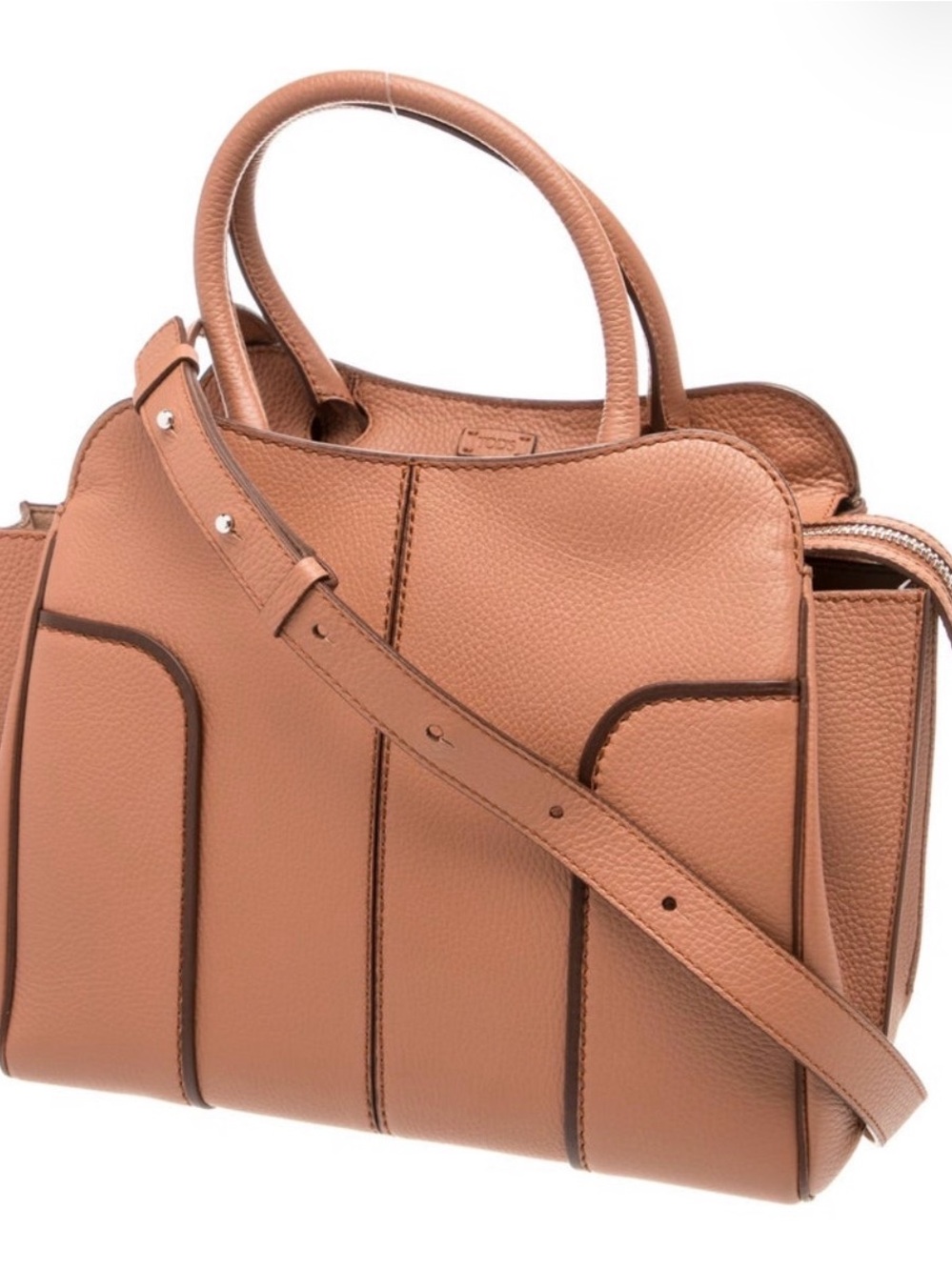 Authentic Tod's Sella top handle bag with adjustable crossbody strap.